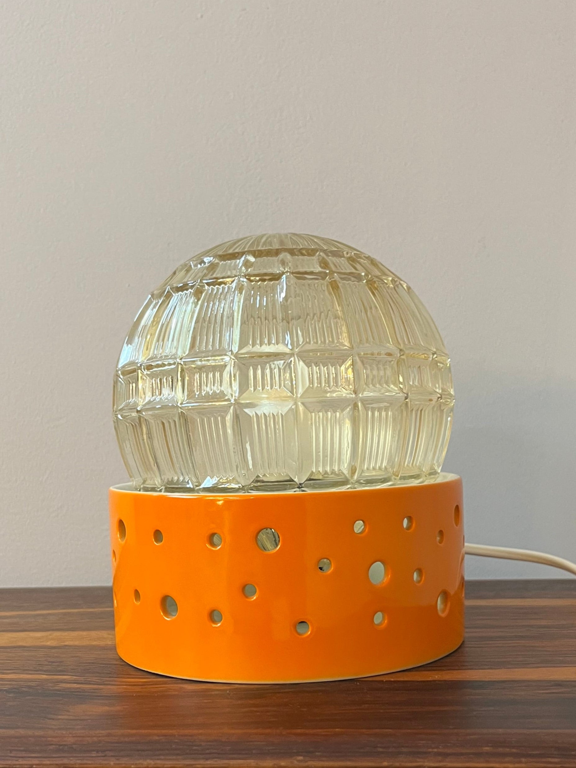 Tischlampe orange weiß von Gerold Porzellan Bavaria