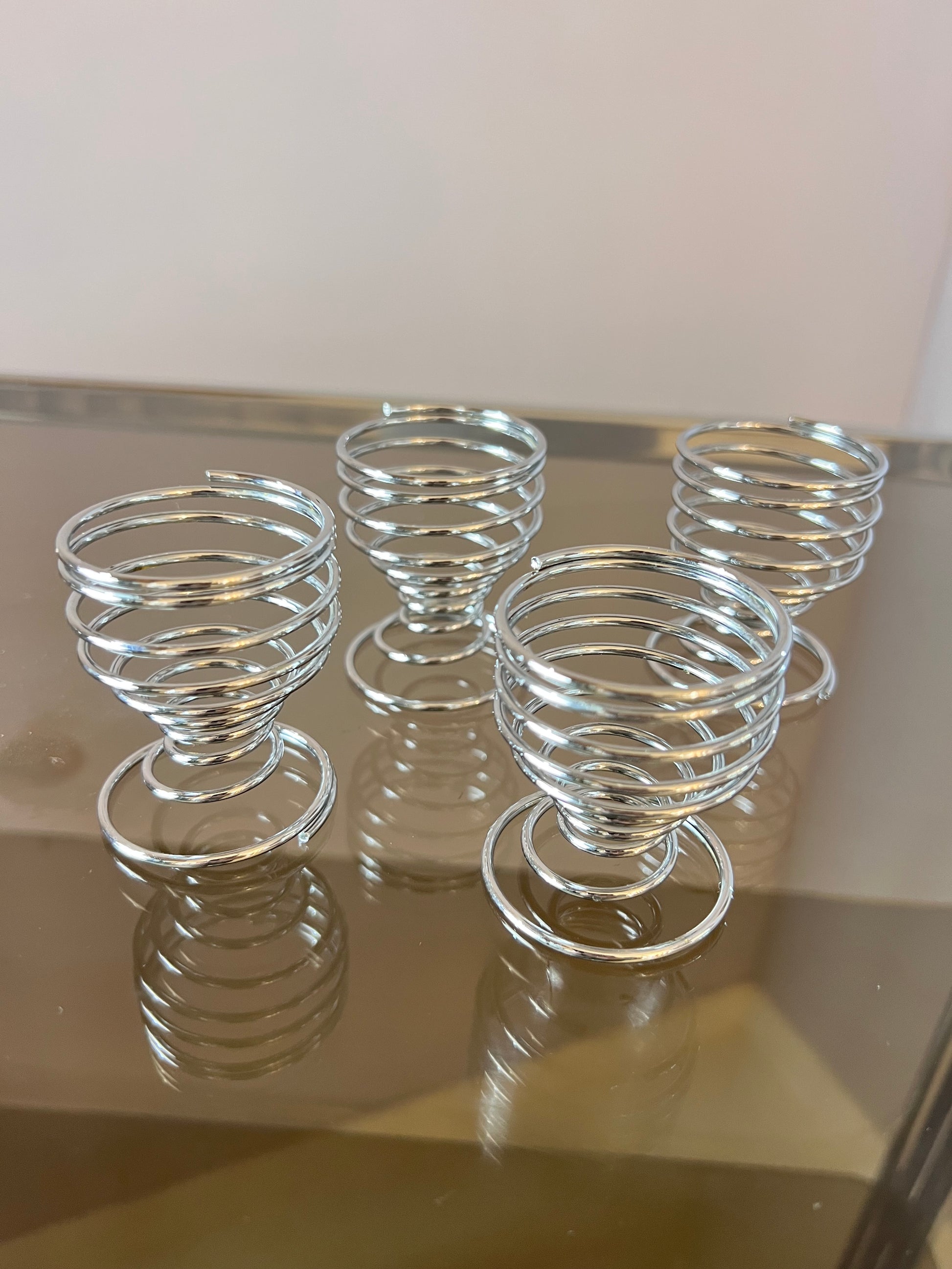Set: 4x Eierbecher Metall 80er