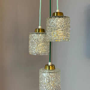 Hängelampe Glas Messing aus Dänemark