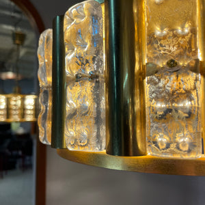 Hängelampe Messing Glas von Carl Fagerlund für Orrefors