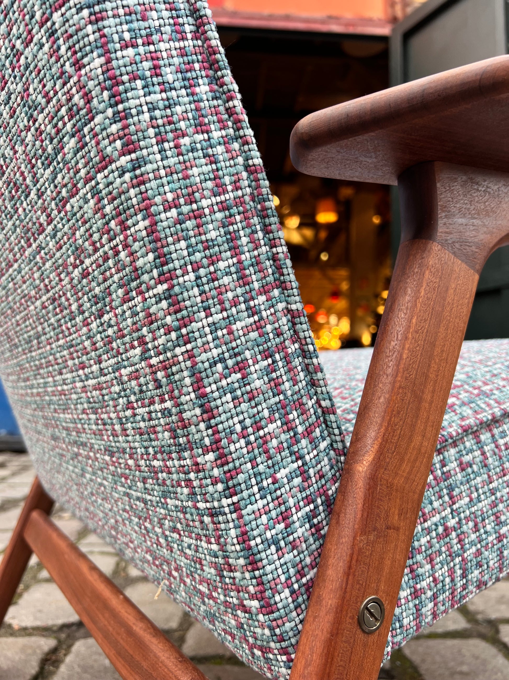 Ruster Lounge Chair neu gepolstert von Yngve Ekström für Swedese