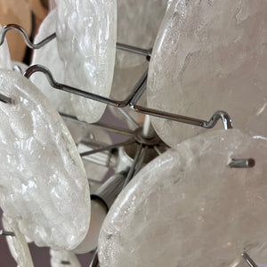 Kronleuchter weiß silber mit Arylglasplatten