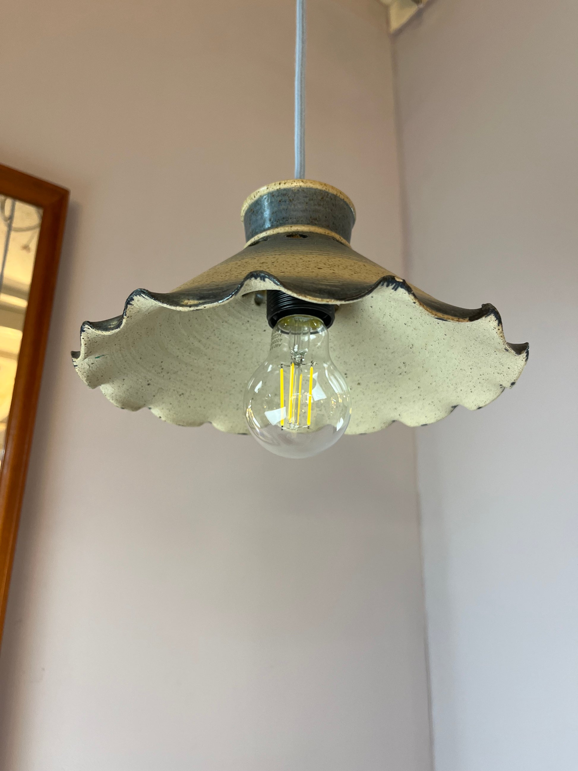 Hängelampe blau Keramik aus Dänemark