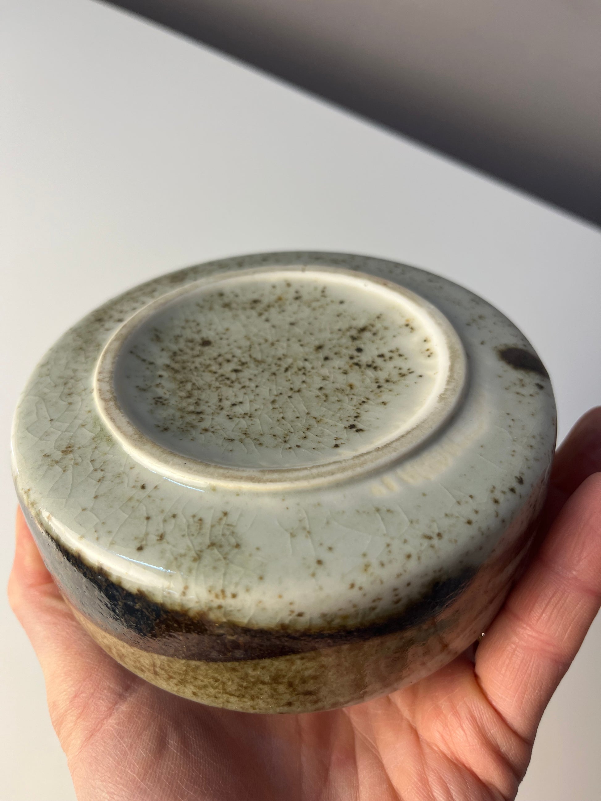 Druckaschenbecher grau braun Keramik von Erhard & Söhne