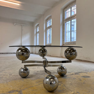 Couchtisch „Atomic“ Glas & Chrom