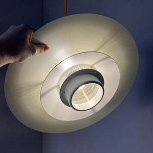 Lamellenlampe neu lackiert blaugrün von JEKA