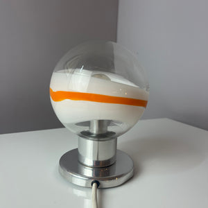 Tischlampe weiß orange Glas Chrom von Doria