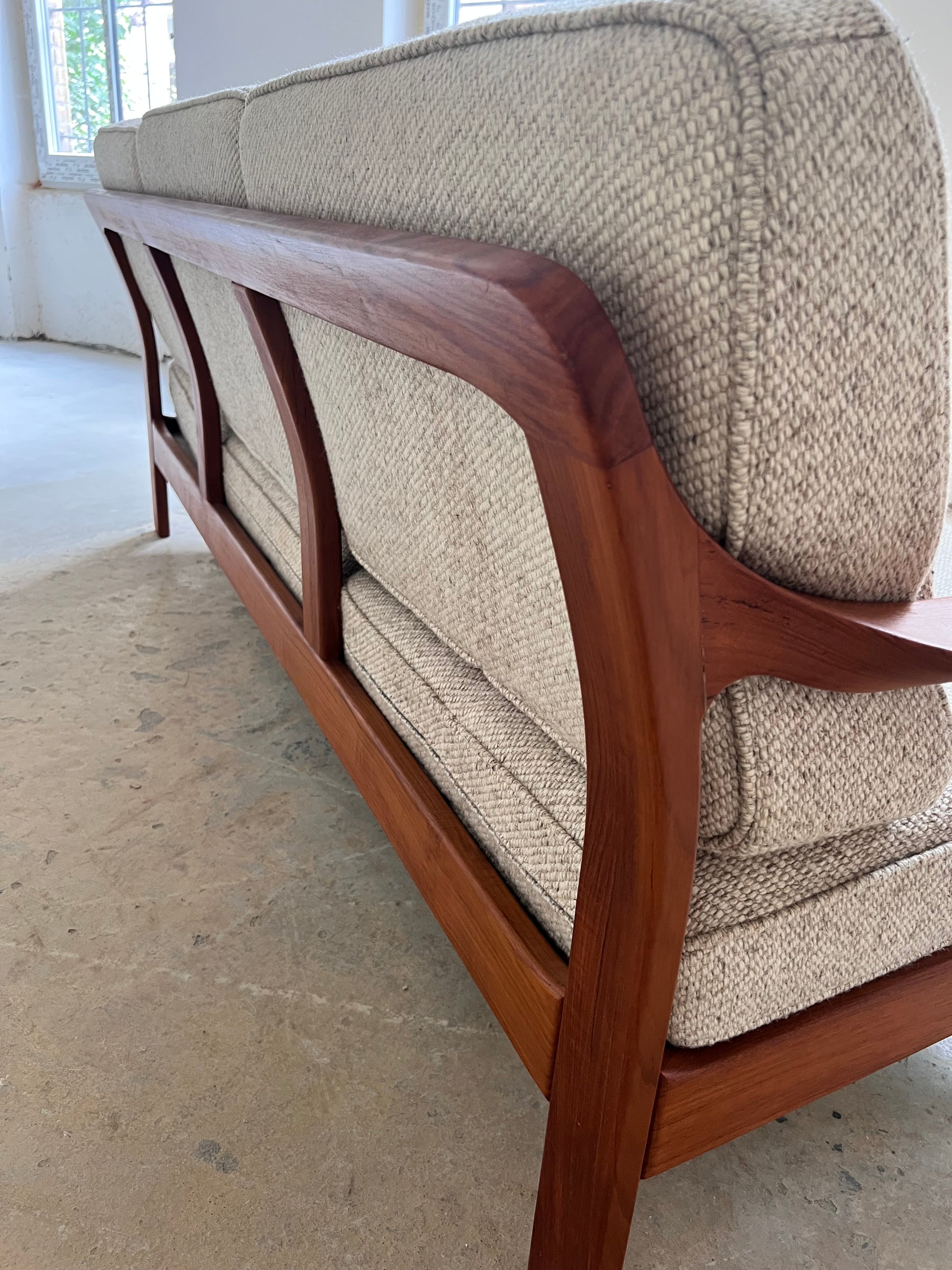 3-Sitzer Sofa Teak & Wolle aus Dänemark