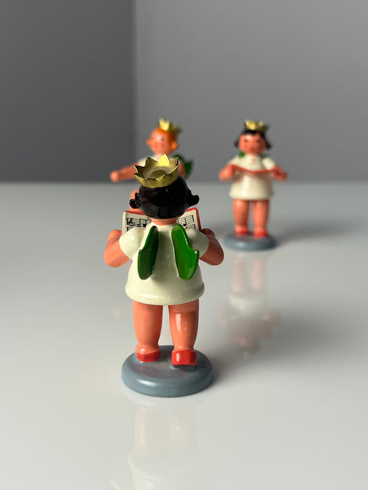 Set: 3x Engelmusikanten mit Krönchen von der Kunstgewerblichen Drechslerei Ellmann