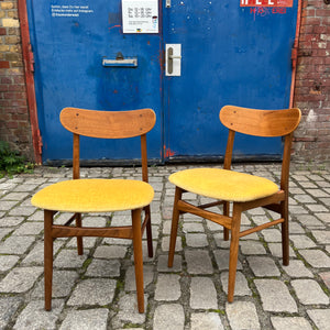 Polsterstuhl gelb Samt Teak