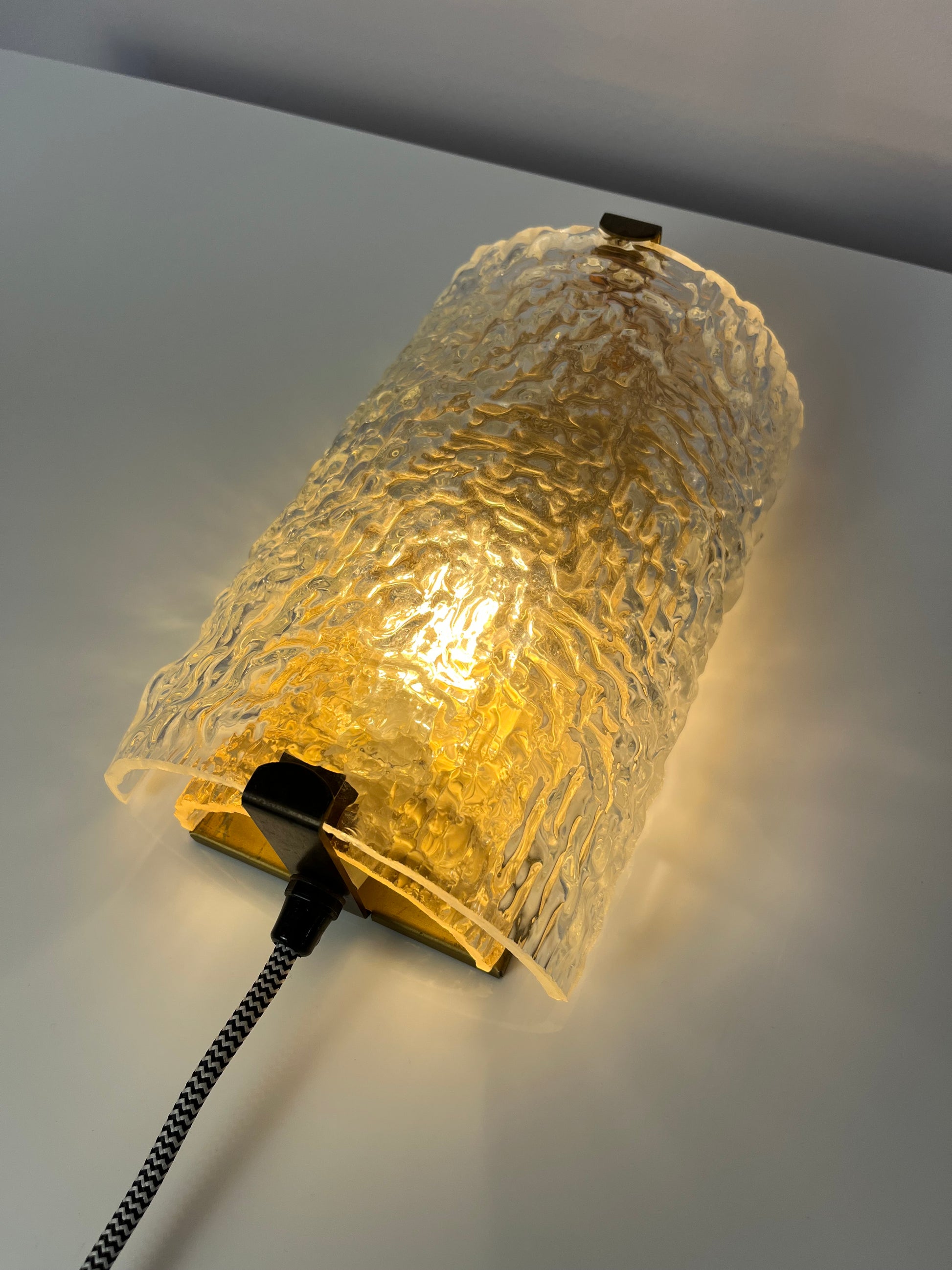 Wandlampe Glas Messing von Orrefors