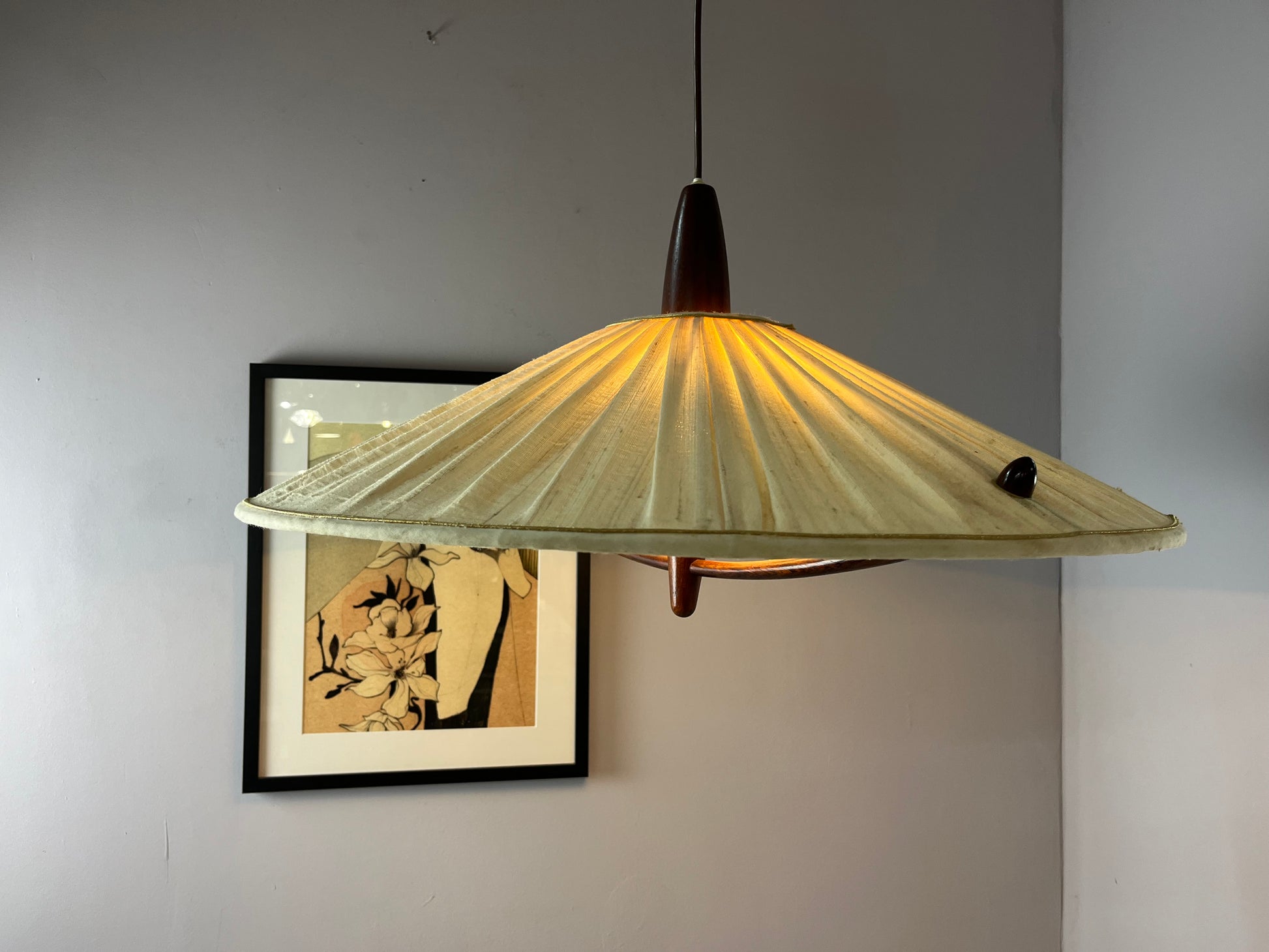 Hängelampe beige braun Teak von Temde
