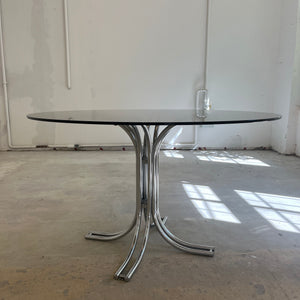 Runder Esstisch Rauchglas Chrom - Standard Gestell