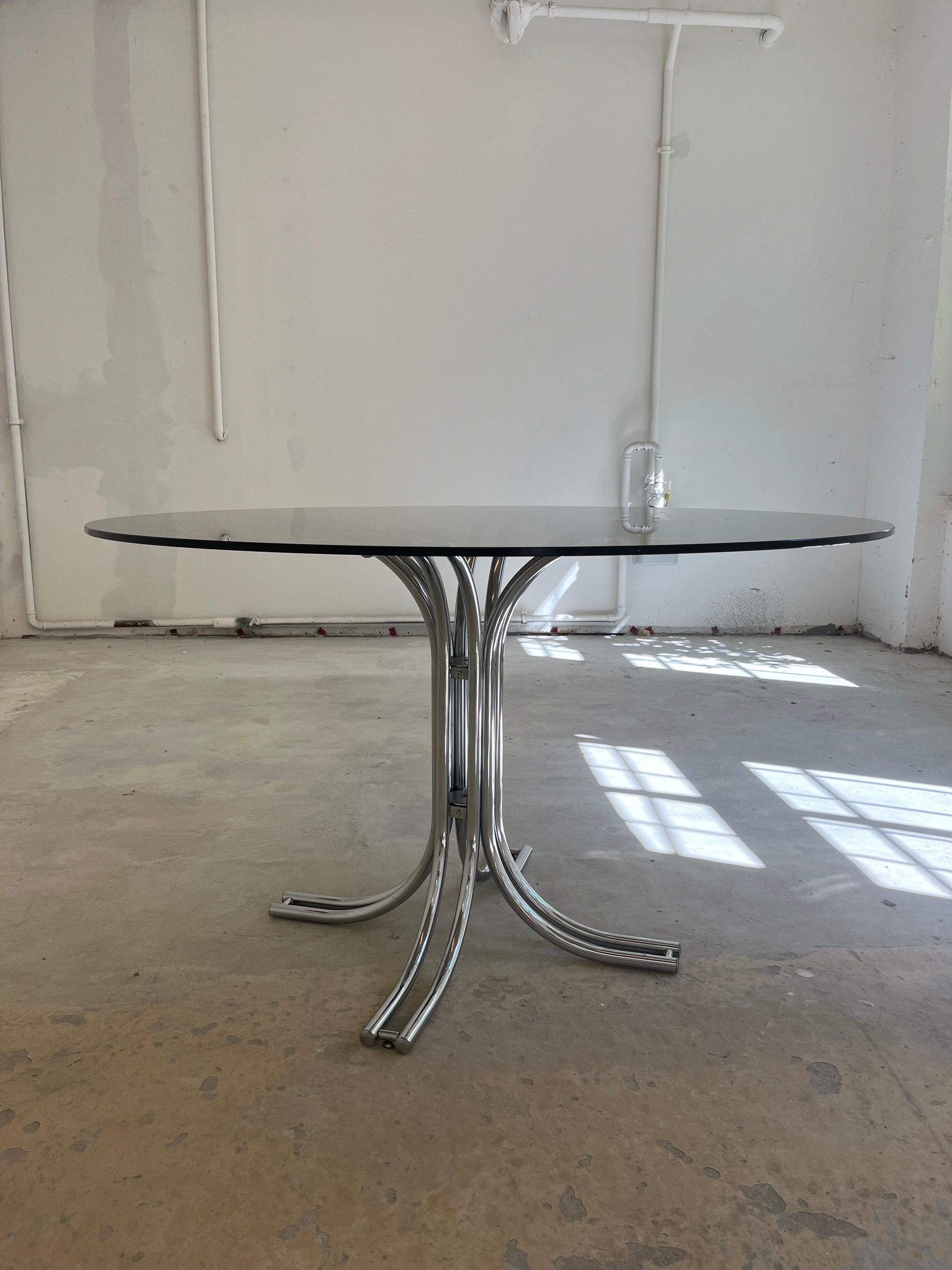 Runder Esstisch Rauchglas Chrom - Standard Gestell