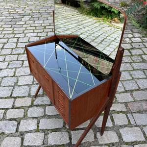 Schminktisch mit gemusterter Glasplatte Teak