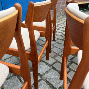 Set: 6x Polsterstuhl beige Teak Cord von Erik Buch
