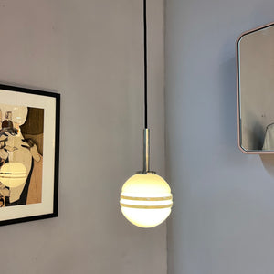 Kleine Kugellampe weiß silber Glas