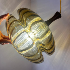 Hängelampe Glas und Teak aus Dänemark