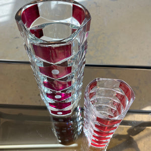 Set: 2 Vasen weinrot Glas von J.G. Durand für Luminarc