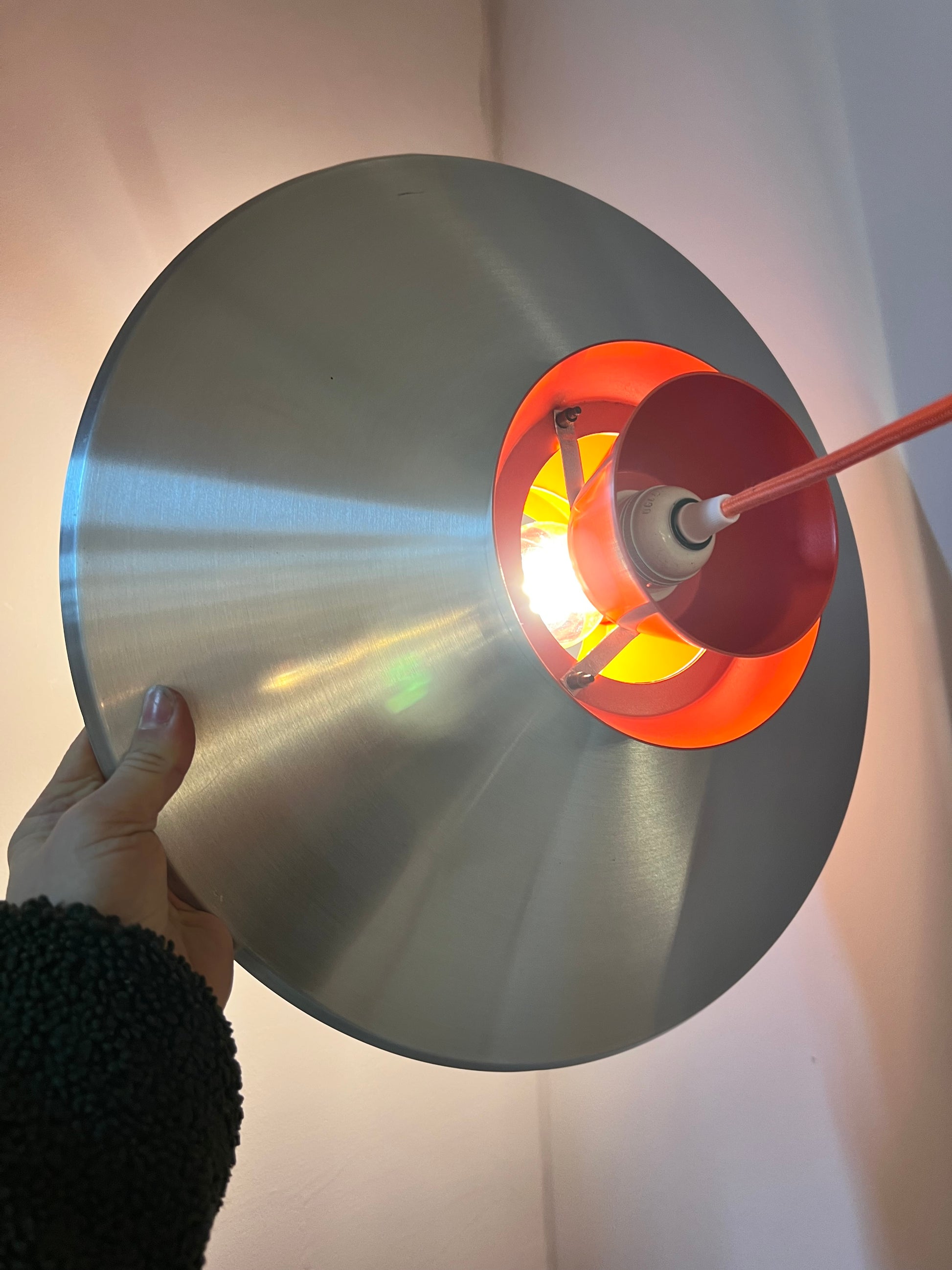 Lamellenlampe Søvaern silber orange von Carl Thore für Granhaga