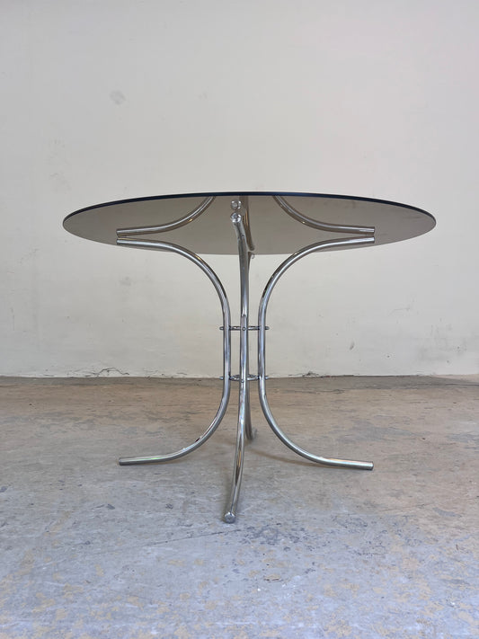 Runder Esstisch Rauchglas & Chrom