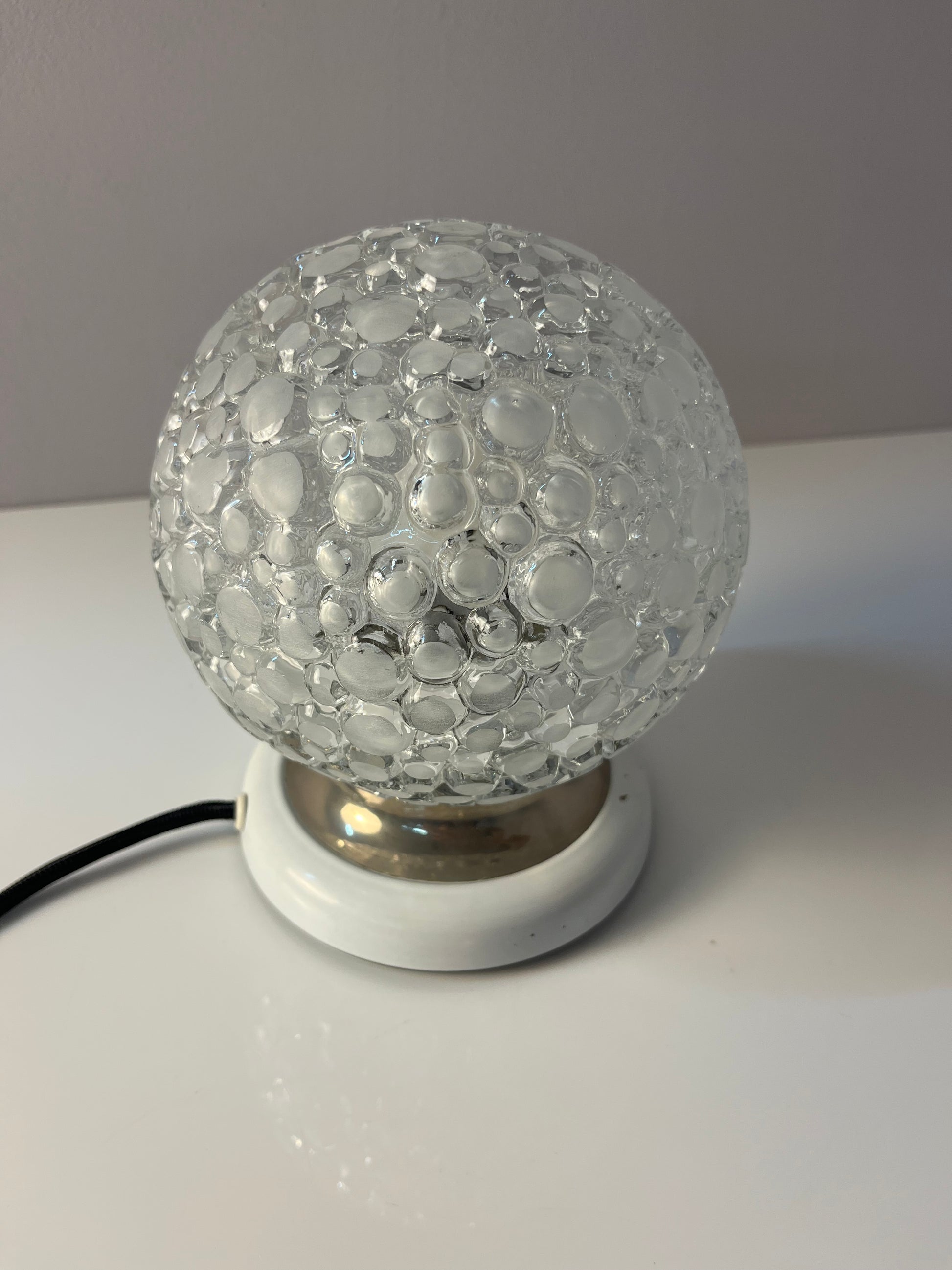 Kugel-Tischlampe weiß Strukturglas