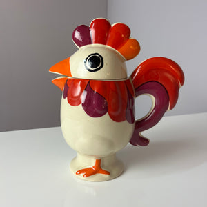 Kanne Hahn orange rot Keramik