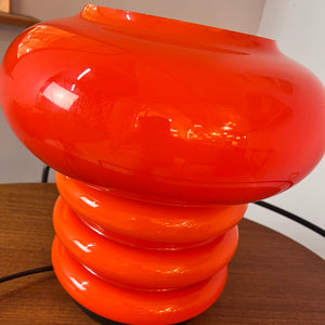 Große Tischlampe orange Glas 70er
