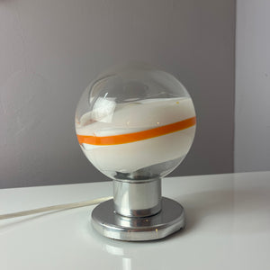 Tischlampe weiß orange Glas Chrom von Doria