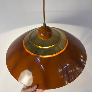 Hängelampe orange Messing aus Belgien