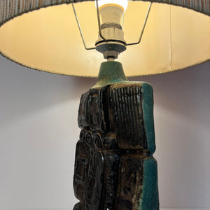 Tischlampe türkis beige Keramik von Bernard Rooke