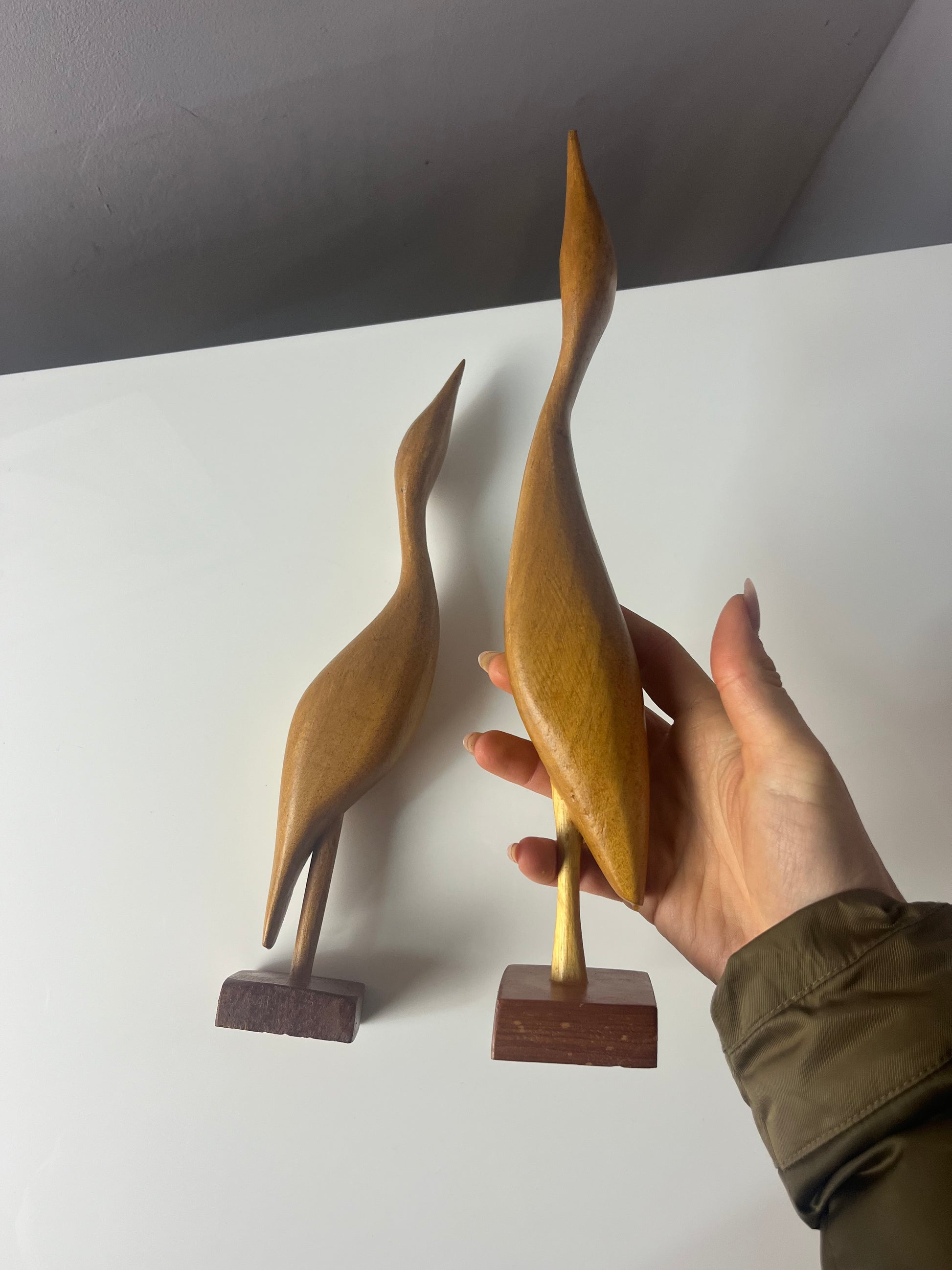 Set: 2 Kraniche Holz