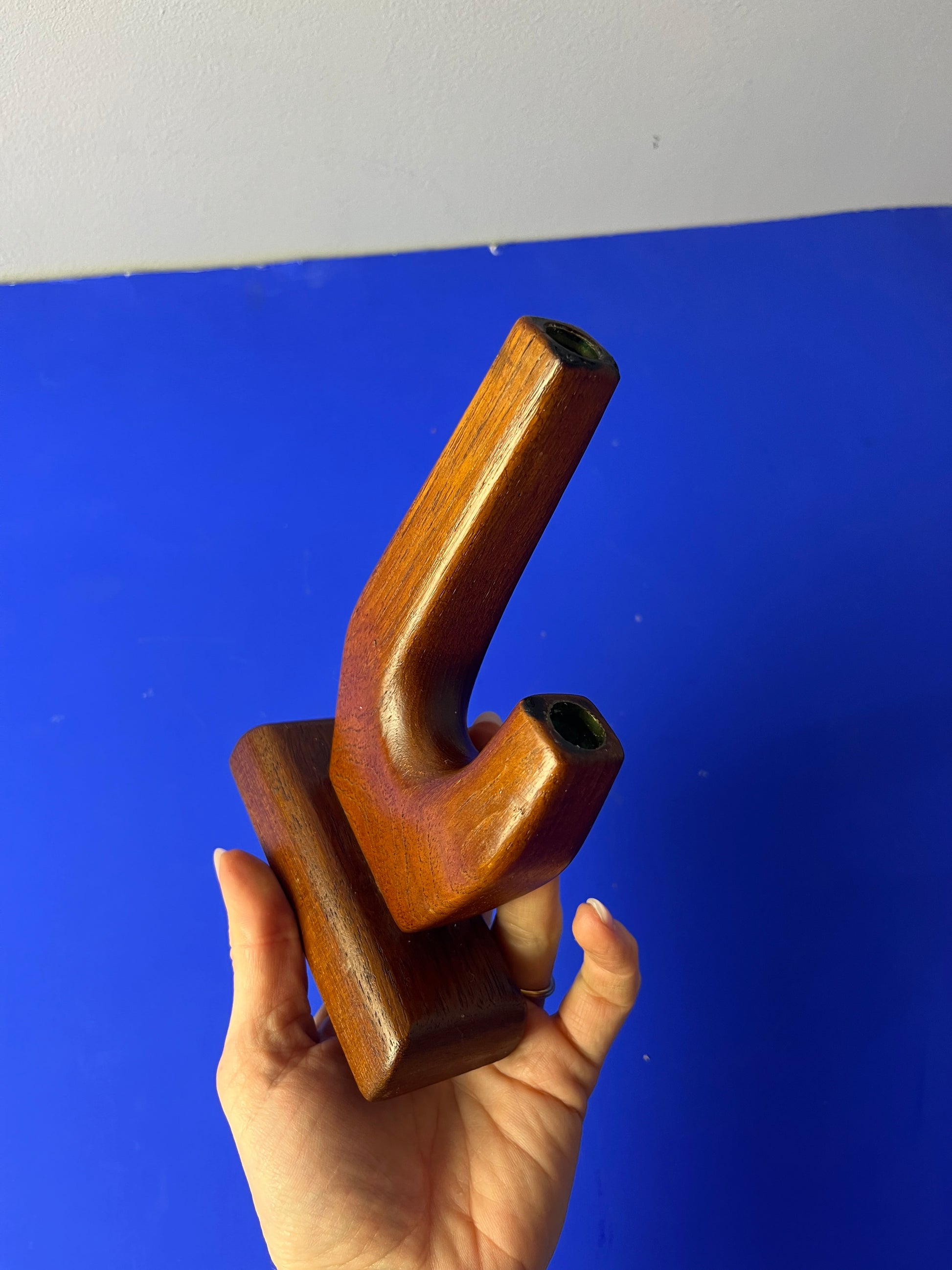 Zweiarmiger Kerzenständer Teak