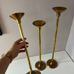 Set: Trio hohe Kerzenständer Messing