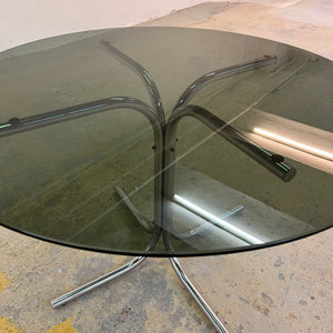 Runder Esstisch Rauchglas & Chrom