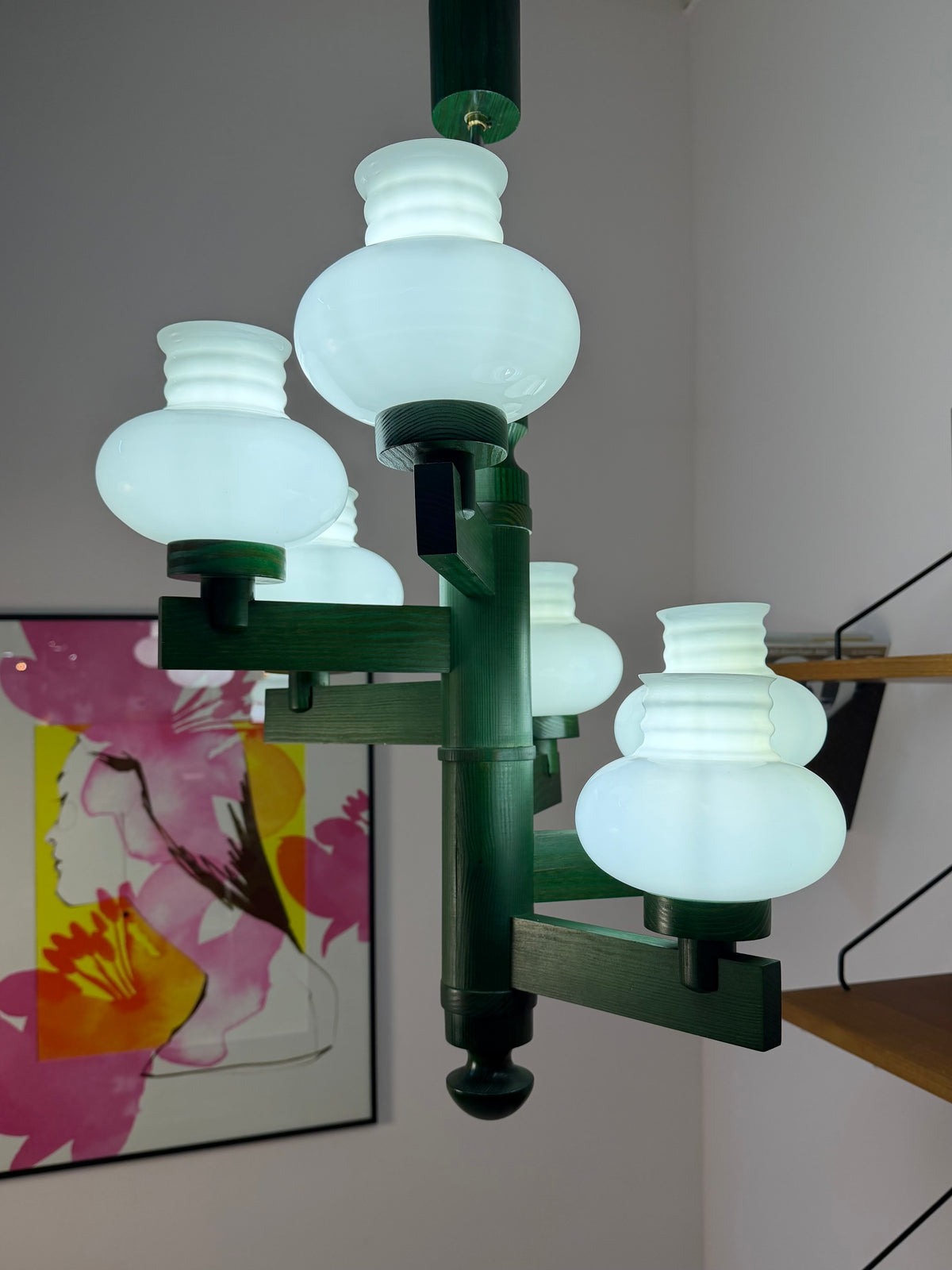 Kronleuchter grün Opalglas