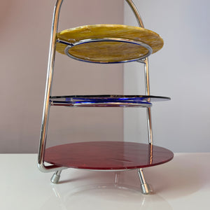 Etagere rot blau gelb Glas & Chrom