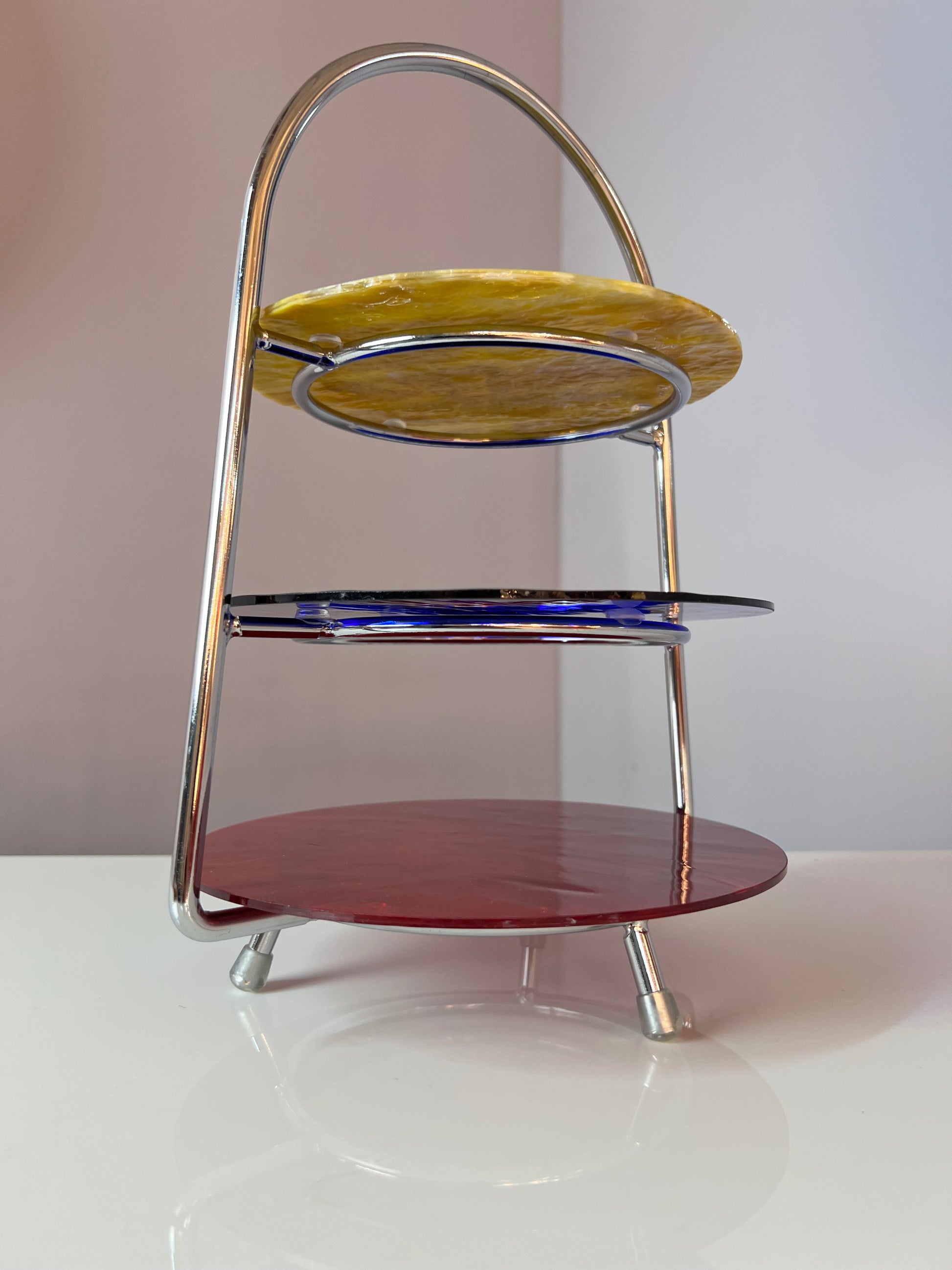 Etagere rot blau gelb Glas & Chrom