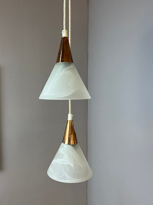 Hängelampe marmoriertes Glas Kupfer