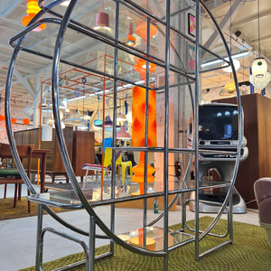Rundes Regal / Raumteiler Chrom & Glas - Designklassiker