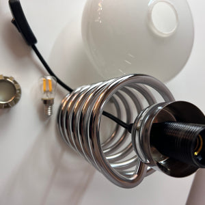 Spiral-Tischlampe Glas & Chrom Ingo Maurer für HONSEL