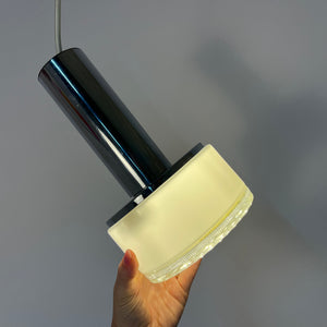 Hängelampe weiß Glas Chrom aus den Niederlanden