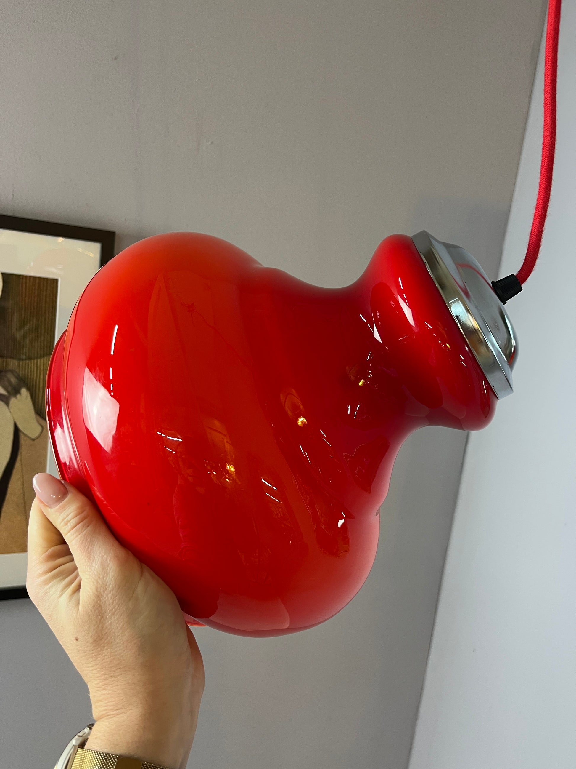 Hängelampe rot Glas