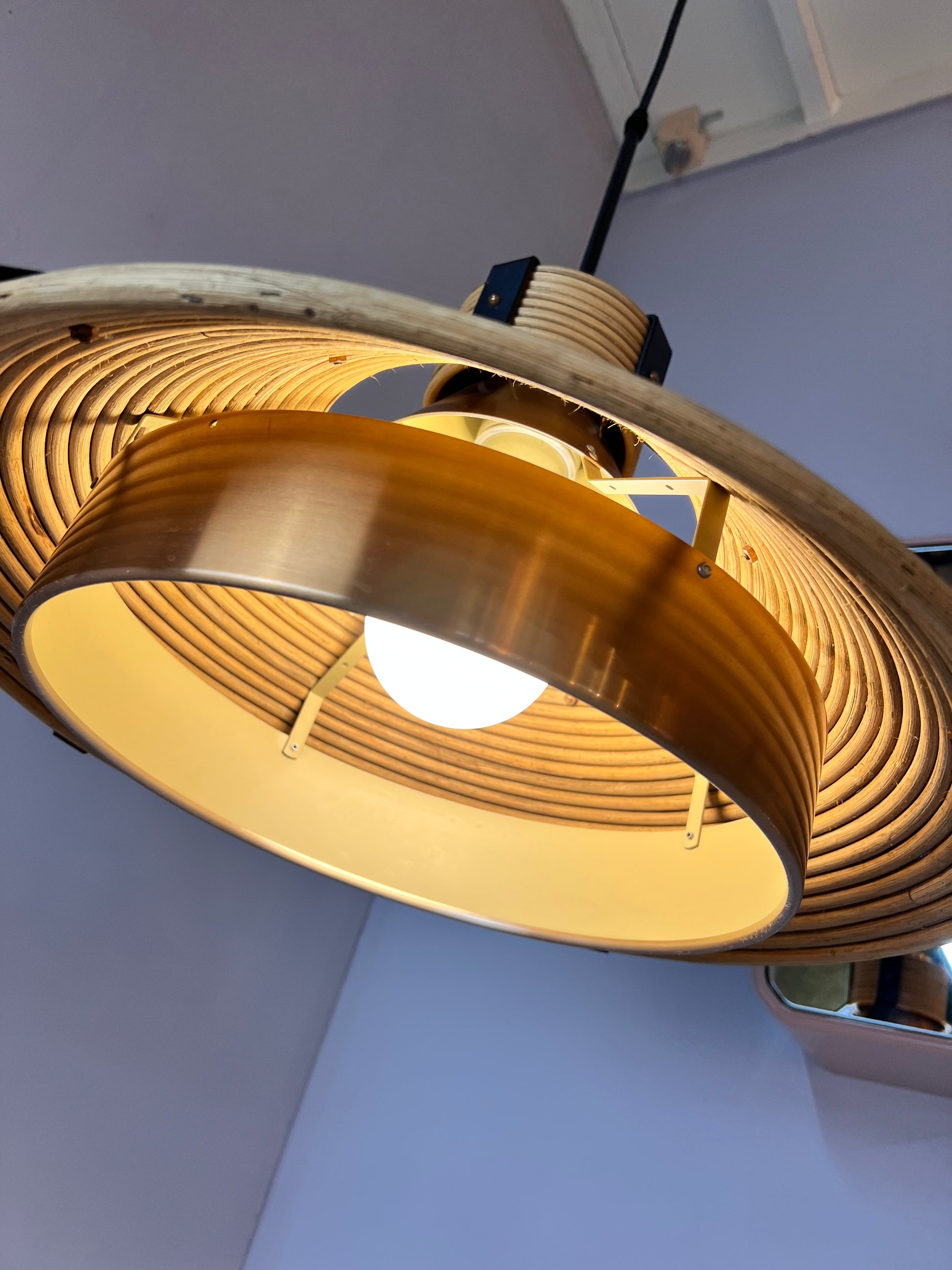 Hängelampe Rattan Kupfer von Doria Leuchten