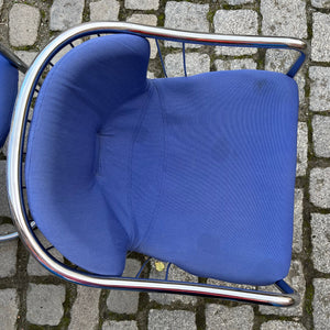 Set: 2x Freischwinger Chrom blau von Gastone Rinaldi für Alma