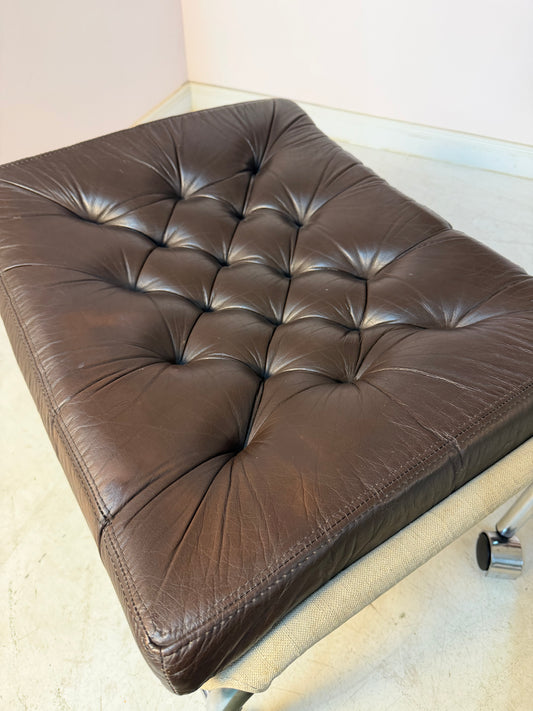 Hocker Modell Bore dunkelbraun Chrom von Noboru Nakamura für IKEA