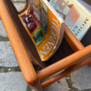 Zeitungsständer Teak Echtleder mit zwei Fächern von Aksel Kjersgaard für Salin Møbler