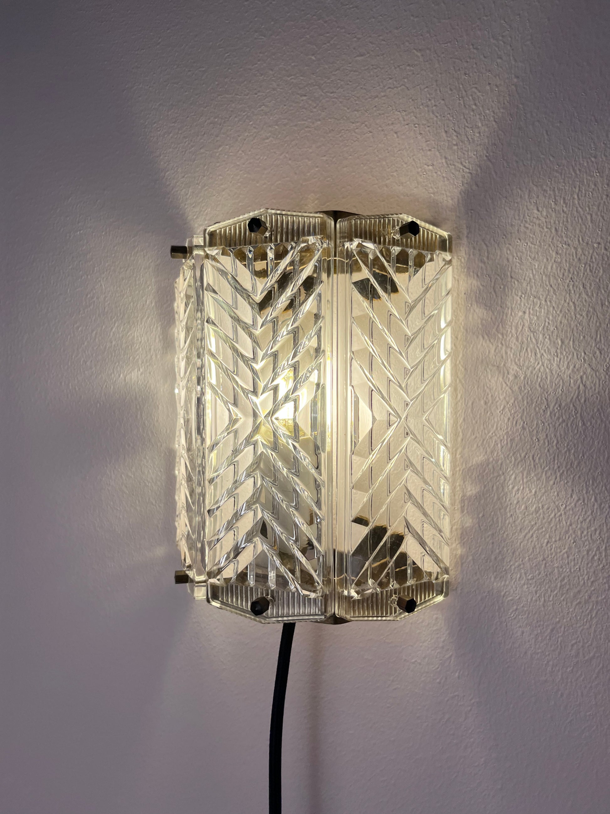 Wandlampe Messing & Glas von Wiktor Berndt für Flygsfors
