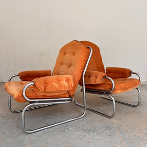 Sessel Halina orange Chrom von Hellerau