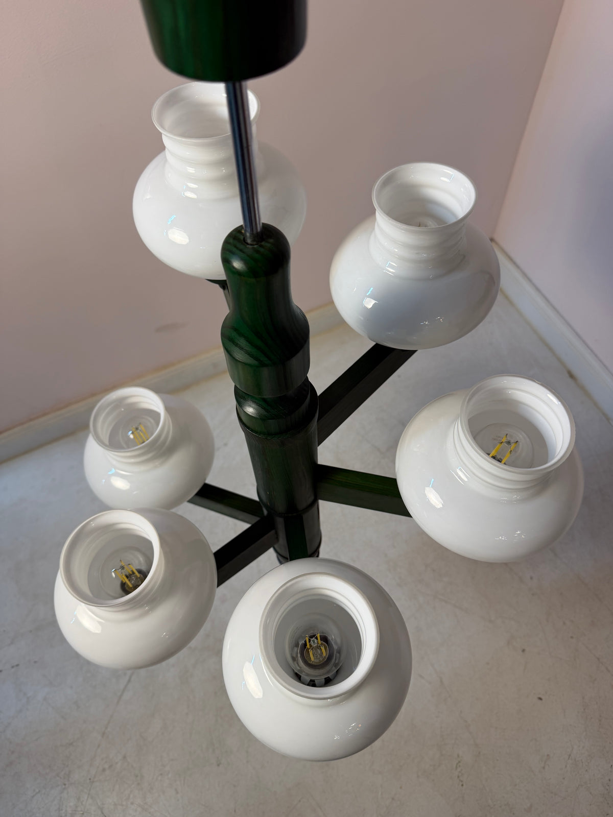 Kronleuchter grün Opalglas